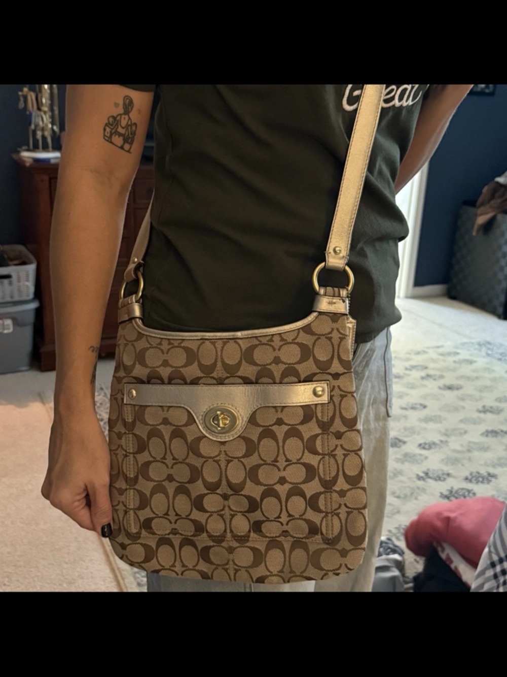 Coach Signature vintage Penelope Crossbody Bag brown monogram canvas leather - Picture 7 of 7